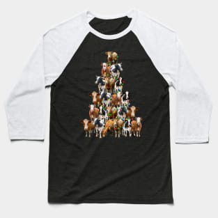 Funny Christmas Cows Tree Baseball T-Shirt